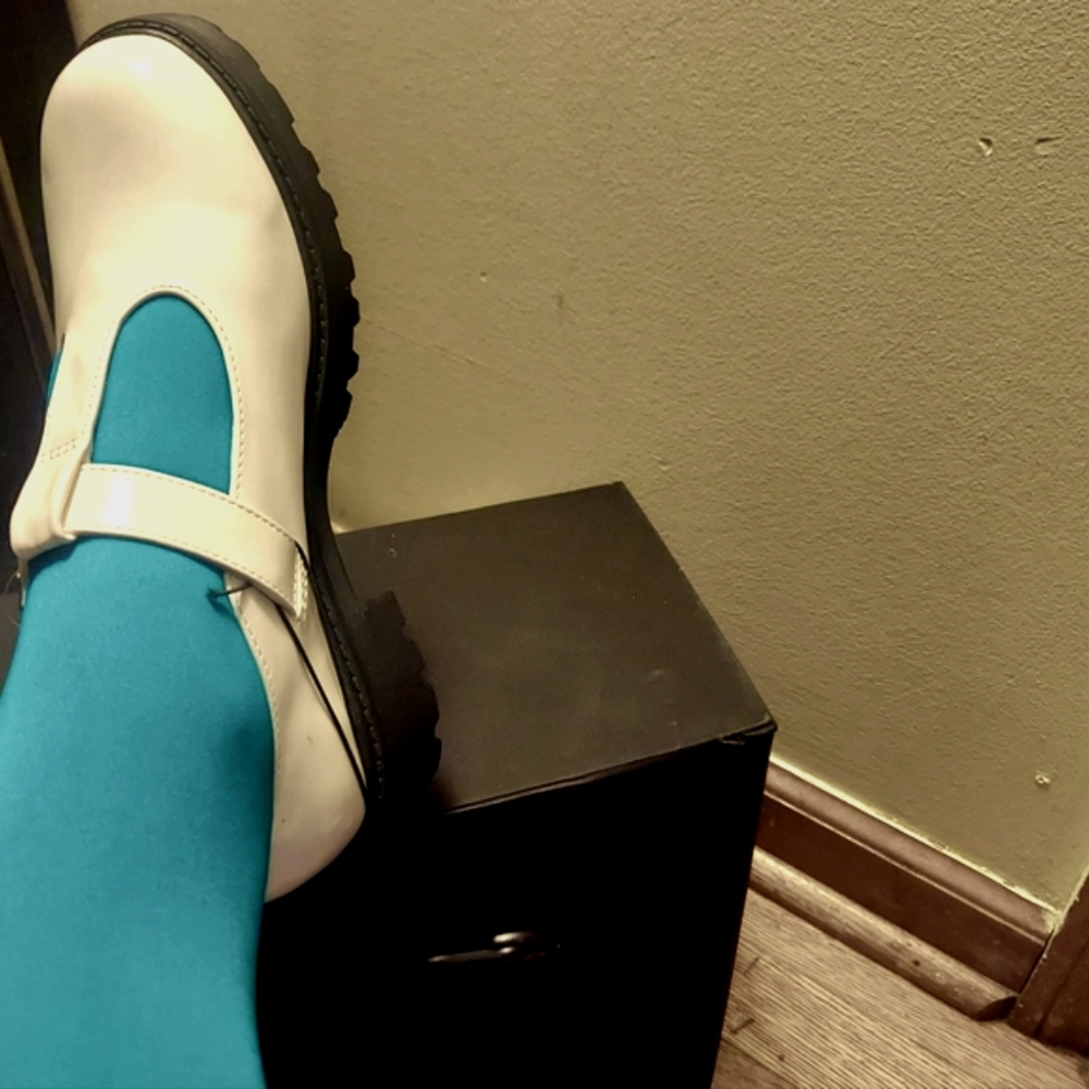 Mary Jane Style Preppy White Lug chunky platform Loafers  by Wonder Nation - Picture 12 of 14